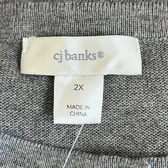 CJ Banks Womens Sequin‎ Accent Gray Button Up Front Cardigan Sweater 2X  - NWT - Picture 5 of 9
